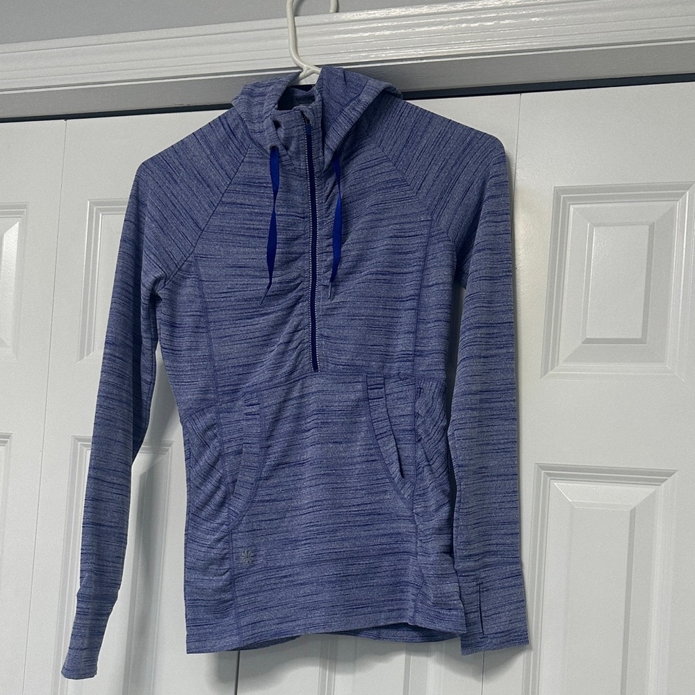 Athleta Blue Striped Hoodie Sweatshirt